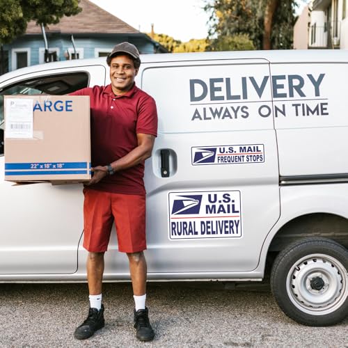 Image of 4 Pack Reflective Mail Delivery Driver Car Magnets Rural Delivery Carrier Magnetic Signs Caution Frequent Stops Delivery Driver Automotive Magnet Decal Waterproof Magnetic Bumper Stickers