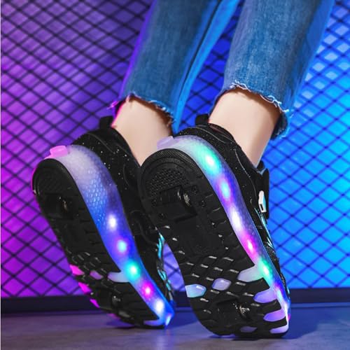 Image of Kids LED Roller Shoes Casual Skating Shoes with Double Wheels for Boys Girls 21cm