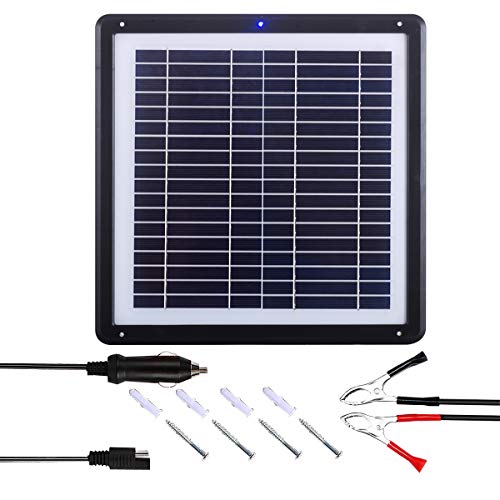 Betop-camp 15W 12V Cargador Solar Portátil Mono Paneles Solares de Silicio con Enchufe de CC de Cocodrilo, Módulo de Clip de Batería y Ventosas para Motocicletas RV, Automóviles, Embarcaciones