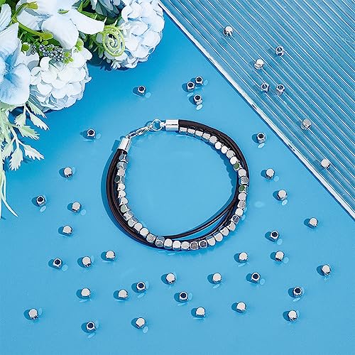UNICRAFTALE 100pcs 4mm 304 Stainless Steel Square Spacer Beads for DIY Bracelet Necklace Jewelry Making, silver, 2.5mm - Image 3
