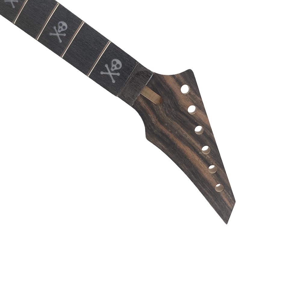 Manico nero per chitarra elettrica, 24 tasti, 64,8 cm, tastiera in acero e palissandro, manico per chitarra, dado di bloccaggio Floyd Rose, bullone sul tallone (nero)