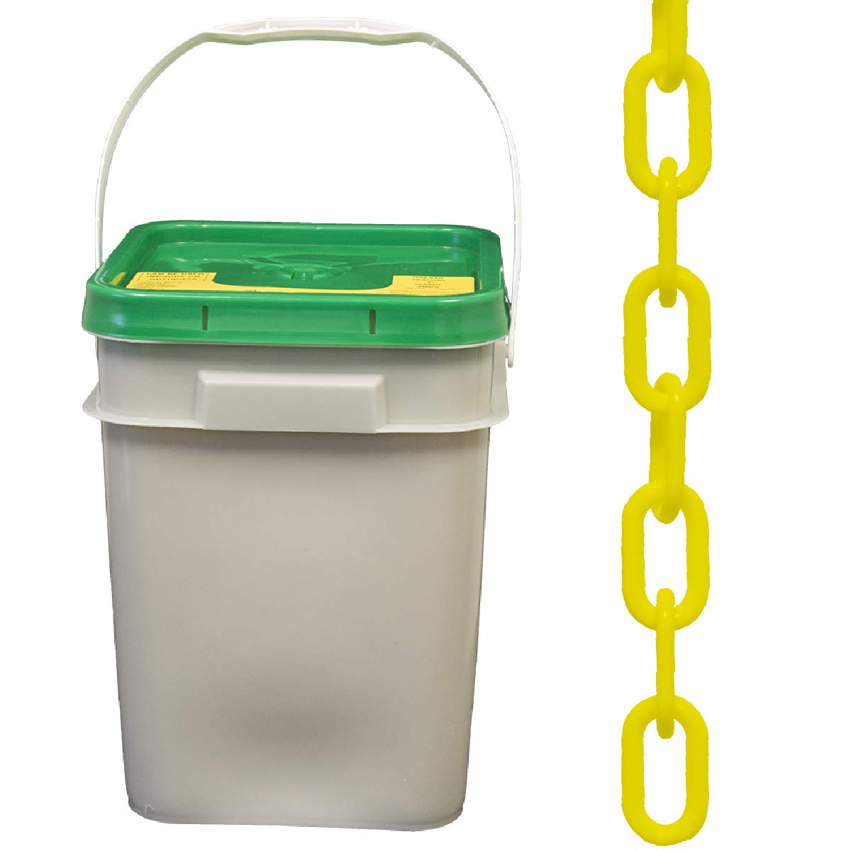 Mr. Chain Plastic Barrier Chain Pail, Yellow, 1.5-Inch Link Diameter, 300-Foot Length (30002-P)