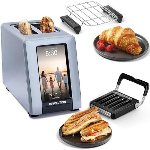 Revolution R180 Connect Plus Smart Toaster with Touchscreen (Bundle with Toastie Press & Warming Rack) Choose from 40+ Bread Types, 7 Browning Levels, & Toastie Press Mode