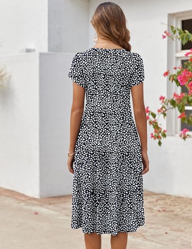 Image of ZEAGOO Womens Casual Dresses for Summer Short Sleeve Flare Midi Dress Loose Flowy Beach Sundress