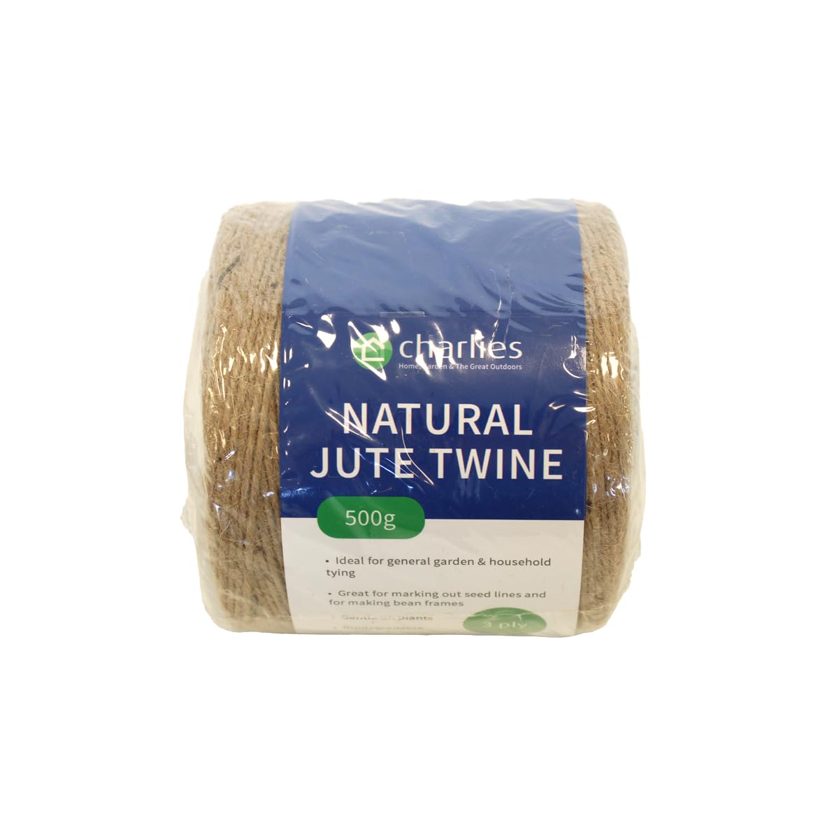 Charlies Brown 500G Natural Biodegradable Jute Twine String, 3 Ply For Gift Wrapping, Diy Crafts, Gardening, Crafting, Christmas Decoration And Floristry