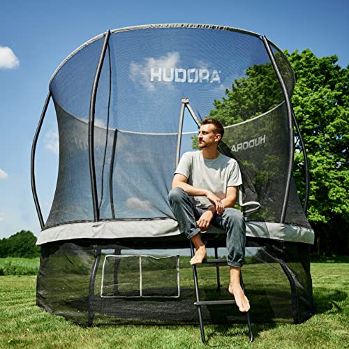 HUDORA Universalleiter - rutschhemmende Trampolinleiter mit breiten Stufen - höhenverstellbare Sicherheitsleiter für's Trampolin - hochwertige & UV-beständige Leiter für viele Trampolinhöhen