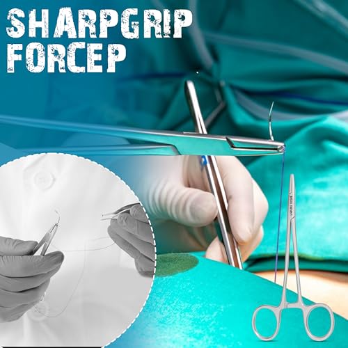 Image of Mayo Hegar Needle Holder Needle Driver with Strong Lock, Serrated Jaws for Precise Suturing and Practicing Autoclavable Multipurpose for Lab and Fishing (5.5 inch)