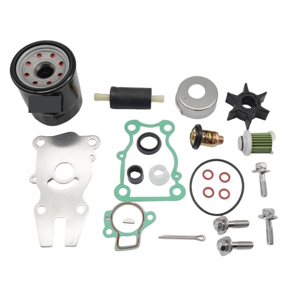 Passend für F30B F40F Kit 2009 + Außenbordwasserpumpe mit Ablaufdichtung, Thermostat, Öl- und Kraftstofffilter