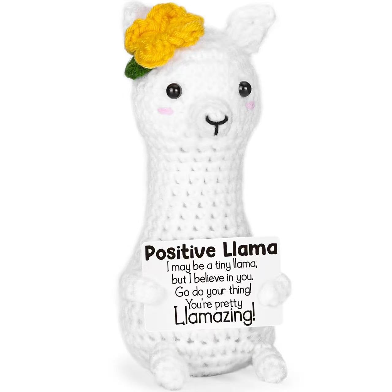 MIFKLMV Positive Crochet Llama, Crochet Alpaca Gift Pocket Hug Llama Crochets Doll Emotional Support Gifts Home Office Decor Gift for Family Friends Colleague