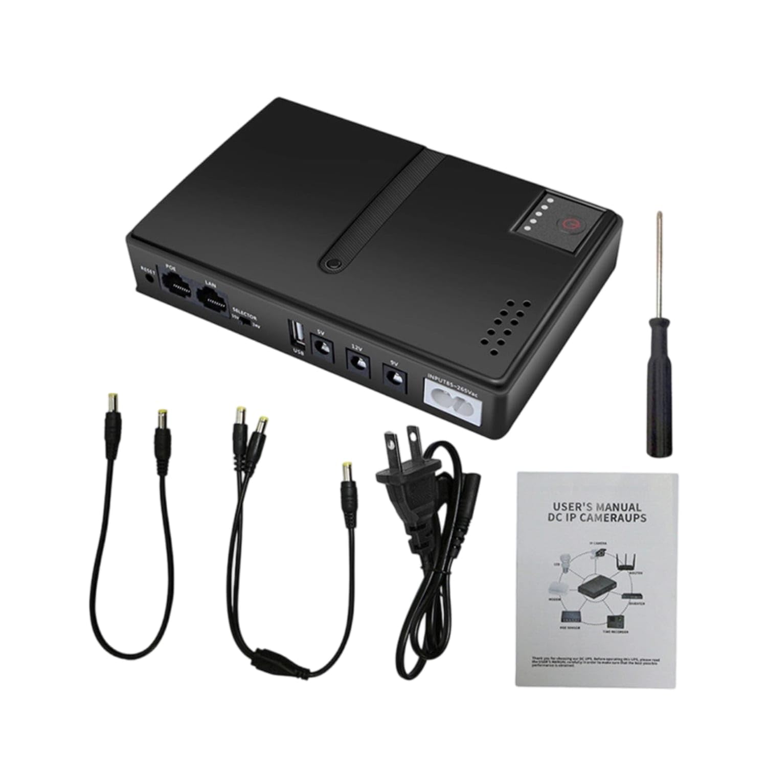 Low-Profile UPS with Multiple Output Voltages Multi-Port DC UPS Compact Backup Power Supply Portable for Home Network, 1018L Dc Backup a-image-1
