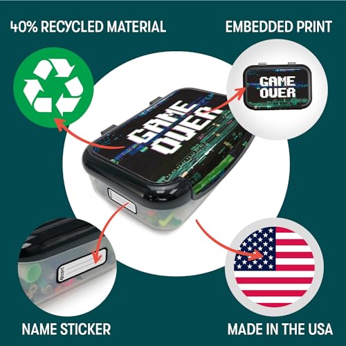 Image of ZIPIT Recycled Plastic Pencil Box for Boys, Large Pencil Case, Gamer | Durable box for kids, made of recycled, PVC-free plastic, transparent stackable design with name tag, holds 60 pens & pencils