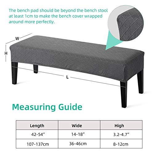 Yisun Jacquard Dining Room Bench Covers, Stretch Spandex Upholstered Bench Slipcover Removable Washable Anti-Dust Dining Bench Protectors (Grey) #TOP6