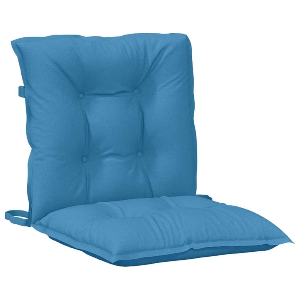 Confezione da 6 cuscini per sedia a schienale basso, 100 x 50 cm, blu melange | Set di 6 morbidi cuscini per sedie da giardino su terrazza, balcone o sala da pranzo, con pratici laccetti.