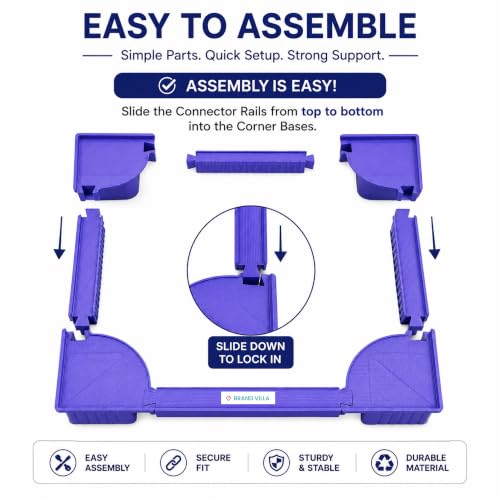 Image of BRAND VILLA Heavy Duty Washing Machine Stand for Top Load Washer & Single Door Refrigerator | Anti-Skid Plastic Base Stand | Easy to Assemble Durable Universal Appliance Stand (Blue)