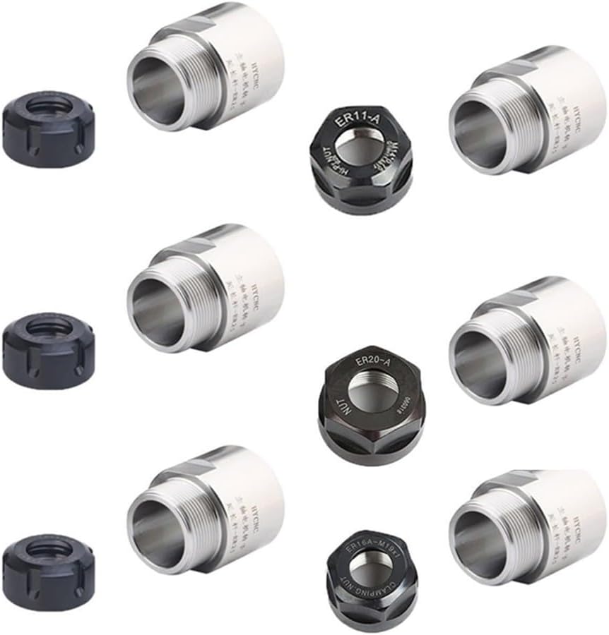 ER11 ER16 ER20 ER25 ER32 Thread Adapter - Extension Rod with Nut Conversion Joint, Compatible with Motor and For, for CNC Engraving Machine Spindle (ER16-ER20)