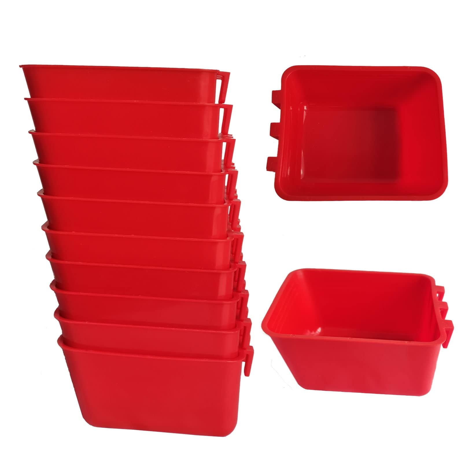 10 Pack Chicken Feeder Waterer Hanging 16 OZ Rabbit Water Cup Cage Bird Food Dishes Pigeon Feeding Watering Bowl with Hooks Bunny Poultry Coop Drinker Quail Seed Treats Dispenser