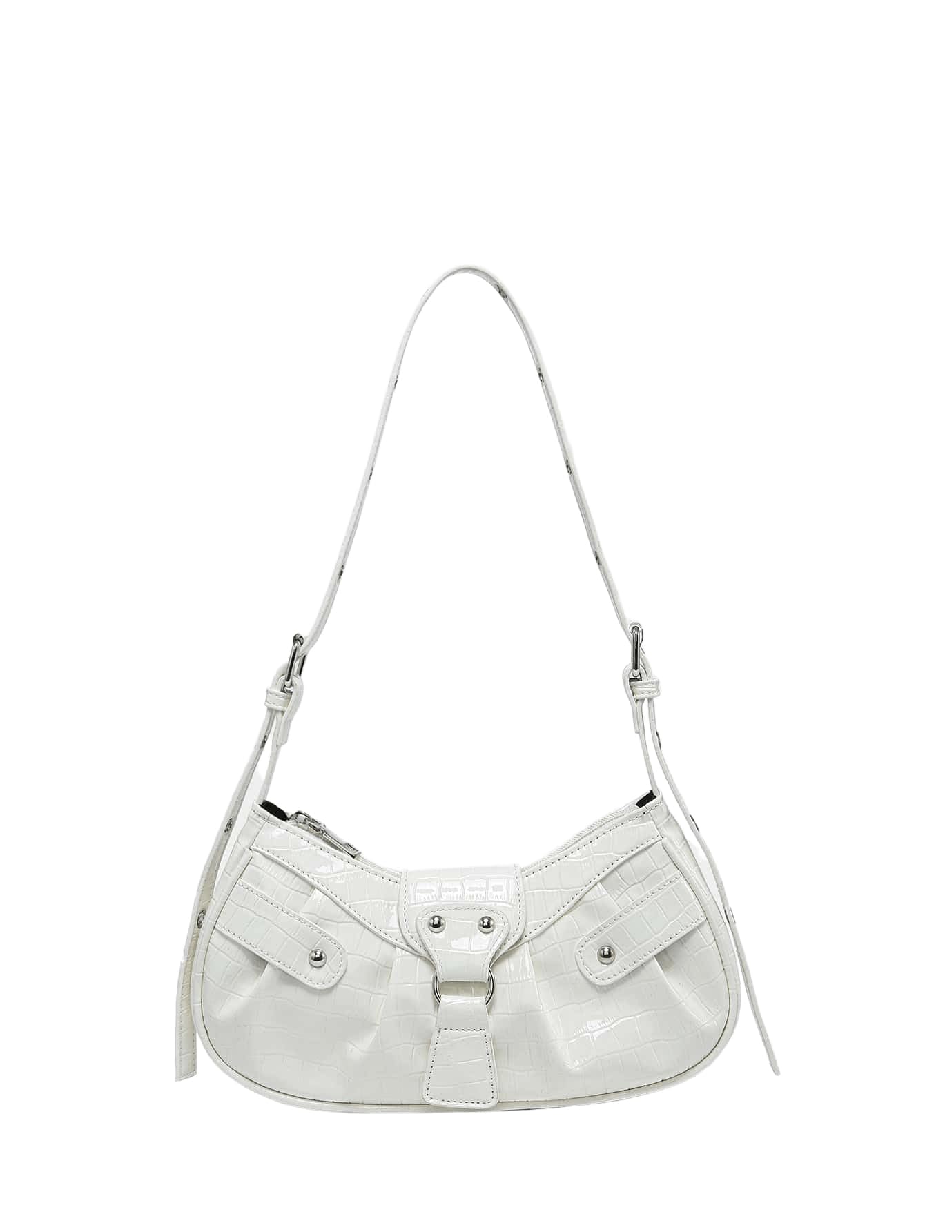 SweatyRocksWomen's Buckle Leather Crocodile Embossed Zipper Handbag Shoulder Bag with Adjustable Strap