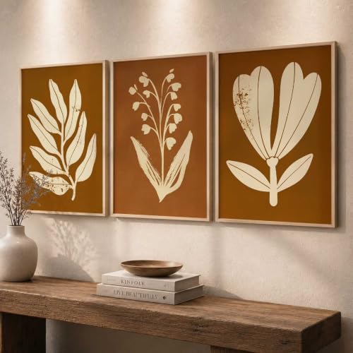 Image of kotart Botanical Art Home Decoration Painting | Floral Aesthetic Paintings With Frame For Living Room Bed Room Hotel Wall Decor Digital Reprint Set of 3 (14x20 Inch)