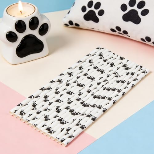 200 pitillos de papel biodegradables con diseño de huella de gato negro miniatura 6