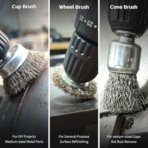 Image of 1 /4 Inch Wire Brush for Drill 10 Pcs Set Steel Wheel for Rust Removal