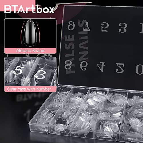 Almond Clear Acrylic Fake Nails - Btartbox 500Pcs Almond Nail Tips Full Cover False Nails With Case For Nail Salons And Diy Nail Art, 10 Sizes #TOP2