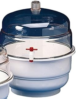 Space Saver Polycarbonate Vacuum Desiccator with White Polypropylene Bottom, 0.31 cu. ft.