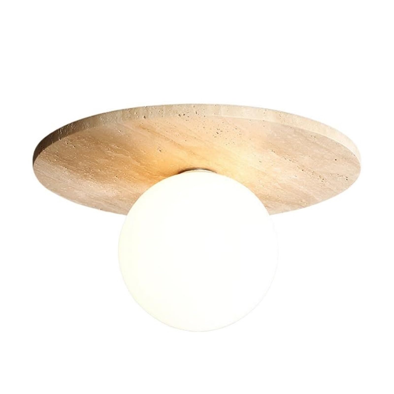 KHUKHU Mid Century Modern Milk Glass Ceiling Light Natural Stone Marble Light Fixture Vintage Farmhouse Hallway Ceiling Light Fixture Entryway Ceiling Mount for Porch Kitchen Balcony Corridor