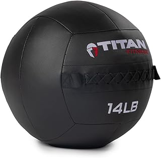 Titan Fitness LB Soft Shell Medicine Wall Ball with Poly-Composite Laminate Cross Texture Non-Slip Grip for Throwing, Core Strength, Floor Exercises, Stretching