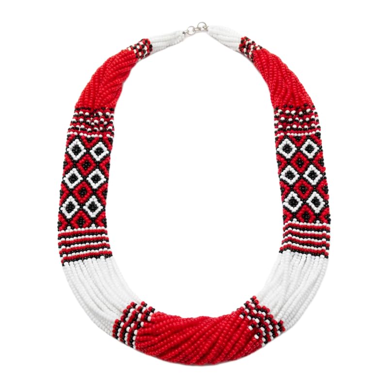 Collier ukrainien Gerdan fait main en perles de rocaille traditionnelles
