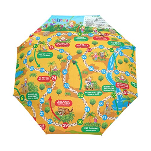 Preisvergleich Produktbild Brettspiel-Regenschirm, Reisen, Mädchen, Männer, automatisch, klein, regensicher, 3 Faltbare Sonnenschirme für Frauen, UV-Schutz