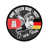 75mm Copytec Patch Uwe Seeler Uns Uwe Gedenk Aufnäher Fußball Legende Trikot Hamburg #40101