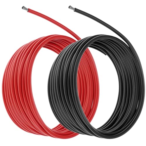 QWORK® 10AWG 6mm² Silikon Elektronik Kabel - 5M Schwarz 5M Rot - 10 Gauge Silikon Draht KFZ Kabel Flexibel und Weich Niedrige Impedanz 1050 Litzen OFC-verzinnte Drähte QWORK® 10AWG 6mm² Silikon Elektronik Kabel - 5M Schwarz 5M Rot - 10 Gauge Silikon Draht KFZ Kabel Flexibel und Weich Niedrige Impedanz 1050 Litzen OFC-verzinnte Drähte