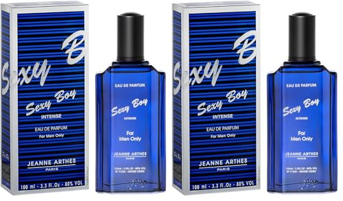 JEANNE ARTHES - Parfum Homme Sexy Boy Intense - Eau de Parfum - Flacon Vaporisateur 100 ml - Fabriqué en France à Grasse (Lot de 2)