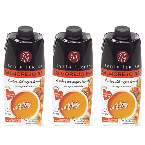 Santa Teresa - Pack De 3 Salmorejo Tomates Raf - Elaborado Con Ingredientes Naturales, Receta Tradicional Con Hortalizas Frescas, Sin Aditivos Y Sin Conservantes - 1,5 Litros