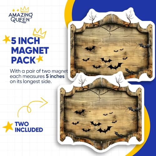 Halloween Bat Magnets - Spooky Wood Sign - Haunted Decor - Rustic Horror - Goth Aesthetic Magnet Set - 5" Design - Sticks to Fridges, Lockers, Toolboxes & More - Made in USA - AQM29650 - Image 4
