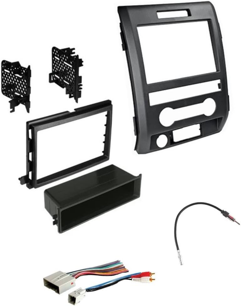 ASC Audio Car Stereo Radio Install Dash Kit, Wire Harness, and Antenna Adapter to Add an Aftermarket Radio for some Ford Vehicles - Vehicles Listed Below