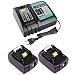 Produktbild NGDZ 2 Stücke Ersatz für Makita 18V Akku BL1850B mit LED-Anzeige + 3A DC18RA DC18RC Ladegerät Ersetzen für Makita 18V BL1850B BL1840B BL1830B BL1815B LXT400