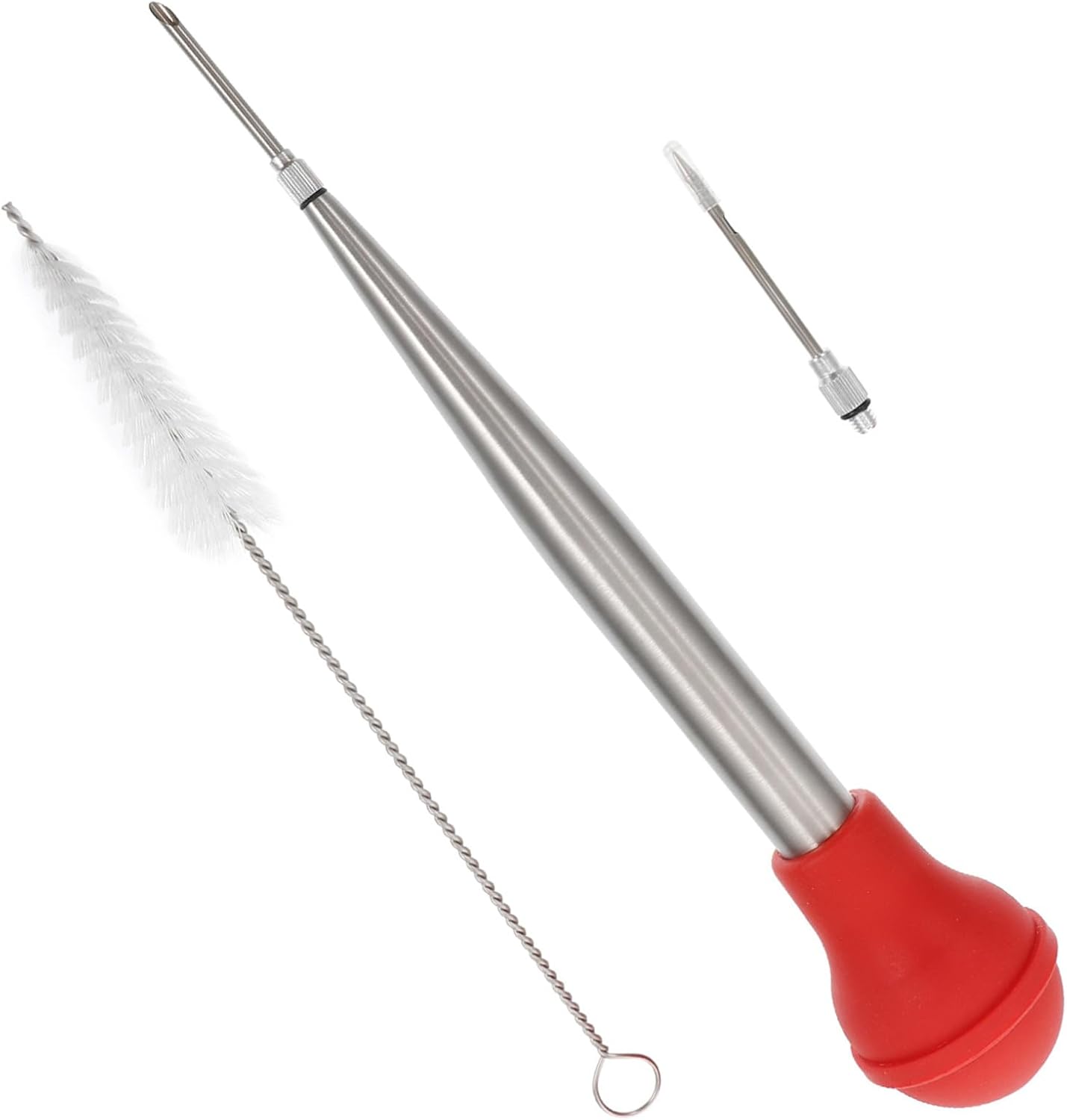 Stainless Steel Turkey Seasoning Injector with Silicone Oil tube Detachable Marinade Injection Tool for Bbq Roasting Dishwasher Safe Cleaning Brush Included for Parties and Outdoor