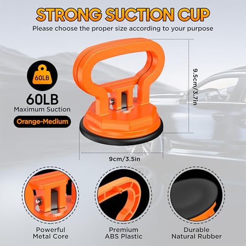 Image of Amooca Glass Suction Cup Lifter Heavy Duty Tile Marble Suction Cup Vacuum Lifter with Handle for Granite Lifting & Window Replacement 60 lbs Load Capacity (2 Pack Orange Medium)