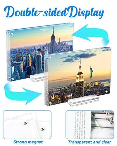 Tneltueb 5 Pack Acrylic Magnetic Picture Frame 4×6 Double Sided Clear Photo Frame - Frameless Display Floating Frame With Stand For Home Wedding Antique Documents #TOP2