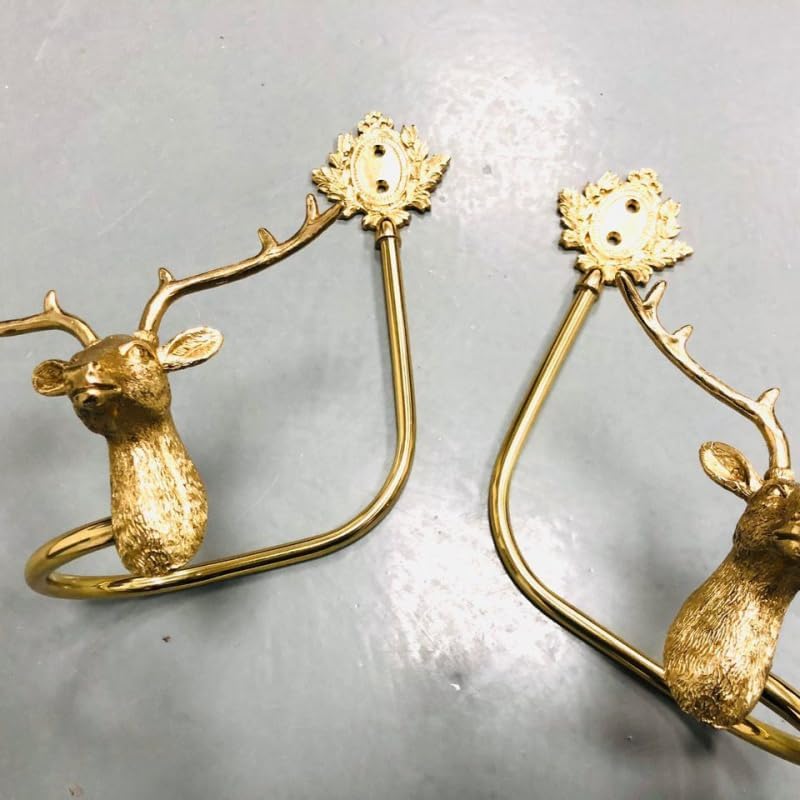 American Retro Deer Head Pure Copper Curtain Hook Brass Curtain Decorative Hook Retro Wall Hook - (Color: Single Right)
