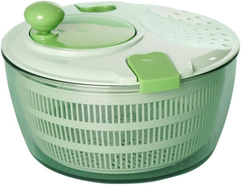 Collapsible Salad Spinner 4L - Hand Crank Vegetable & Fruit Dryer, Removable Basket for Washing, Space Saving Kitchen Storage, BPA-Free (Green)