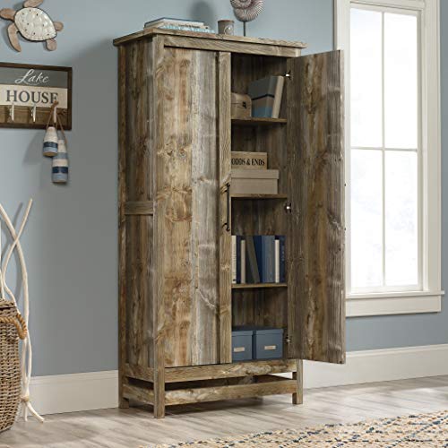 Sauder Granite Trace Storage Cabinet, L: 35.2" X W: 16.26" X H: 71.97", Rustic Cedar Finish & Granite Trace Bookcase, L: 53.15" X W: 12.21" X H: 47.52", Rustic Cedar Finish #TOP1