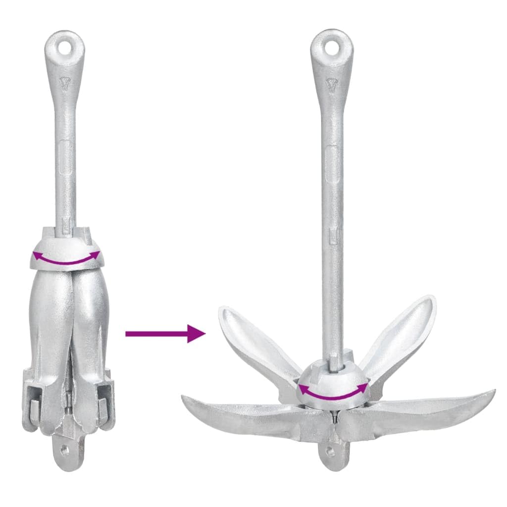 vidaXL Ancre Pliable avec Corde argenté 3,2 kg Fer malléable
