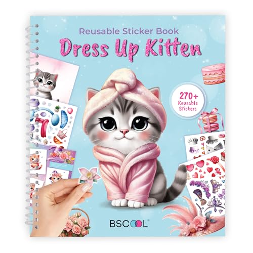 Sticker Dress Up Kitten - Kids Activity and Sticker Book Learn Fashion Design for Kitten with Guides and 270+ Reusable Stickers.Gift for Girls Ages 5 6 7 8