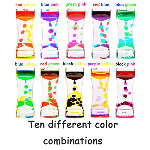 CAILINK Liquid Motion Bubbler Timer,10 Pack Liquid Bubbler Relaxing Motion Timer Fidget Calming Toys,Sensory Play for Adults and Kid Stress Management,Colorful Hourglass Desk Decor - Image 5