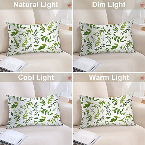 Batmerry Palm Green Decorative Pillow Covers, Green Watercolor Leaves Seamless Pattern Double Sided Throw Pillow Covers Sofa Cushion Cover Lumbar 12 X 20 Inches(Set Of 2) #TOP5