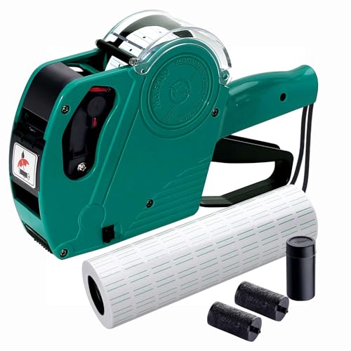 KPX MX5500 Preisauszeichen-Pistole mit 5150 Aufkleber-Etiketten und extra Tinte 8-stellige Etikettenhersteller für Einzelhandel Lebensmittelgeschäft (grün)