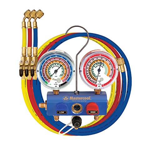 Mastercool (59661) Blue R410A, R22, R404A 2-Way Manifold Set with 3-1/8" Gauges and 60" Hoses by Mastercool - Used condition - CA$41.19