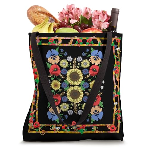 Bolso Tote Floral Rojo con Girasoles Estilo Ucraniano miniatura 4